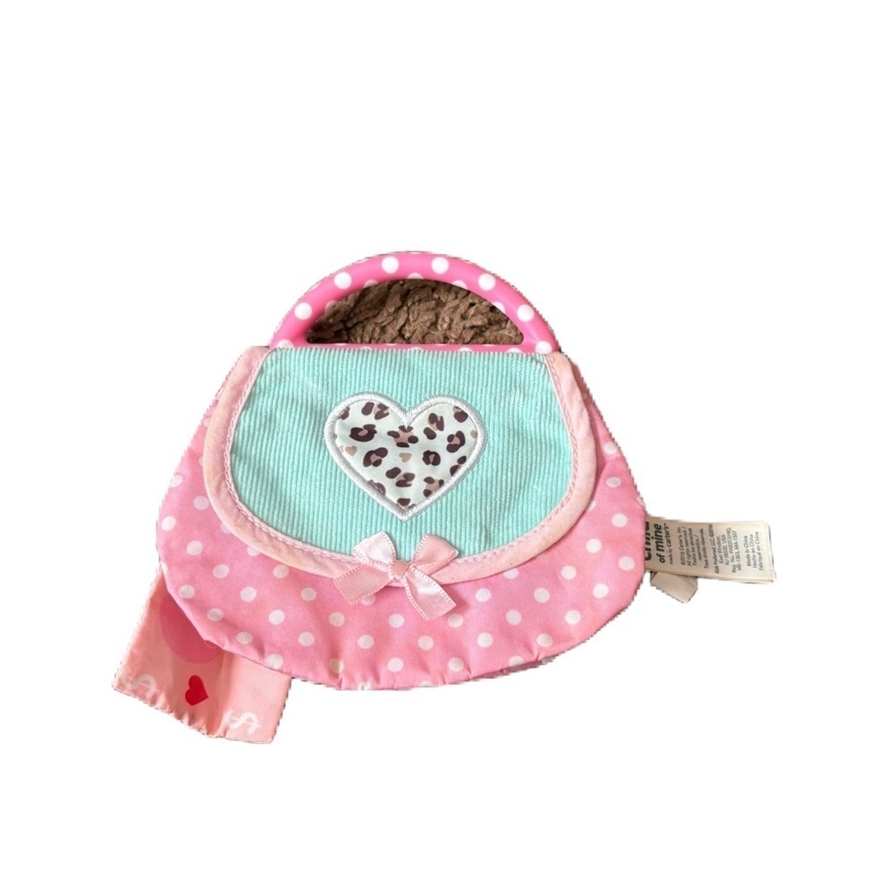 Carters Child Of Mine Baby 1st Purse Pink Toy Crinkle Teething Key